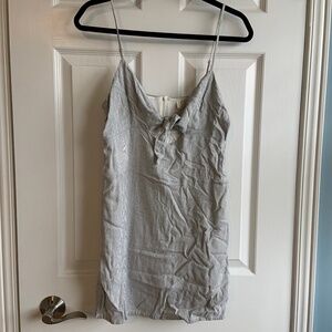 CAGE - MEDIUM - Mini - Grey with vertical stripes - Front tie dress